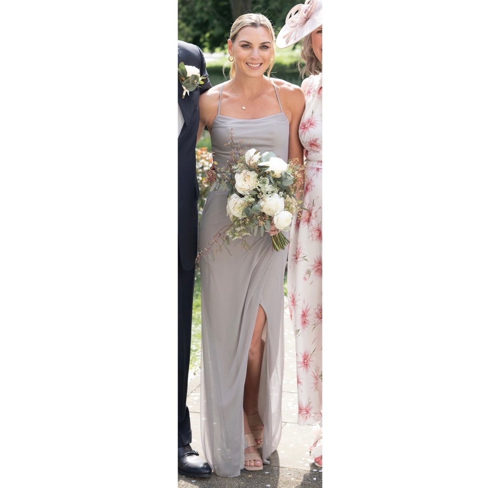 Azazie Kalea Dress Silver Size 0